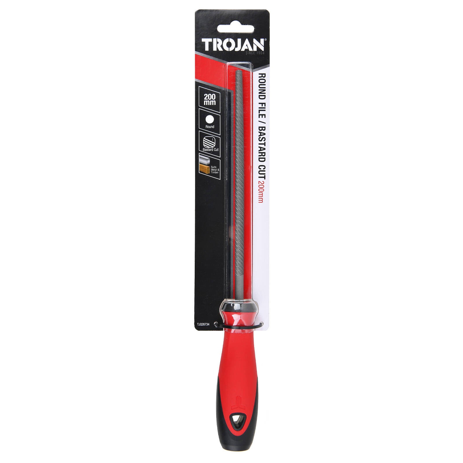 Trojan 200mm Bastard Cut Round File for Coarse Shaping and Enlarging Holes