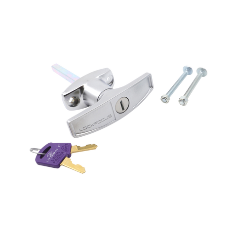Liftaway Front Fix T-Handle Garage Door Lock, Steel, Satin, 2 Keys