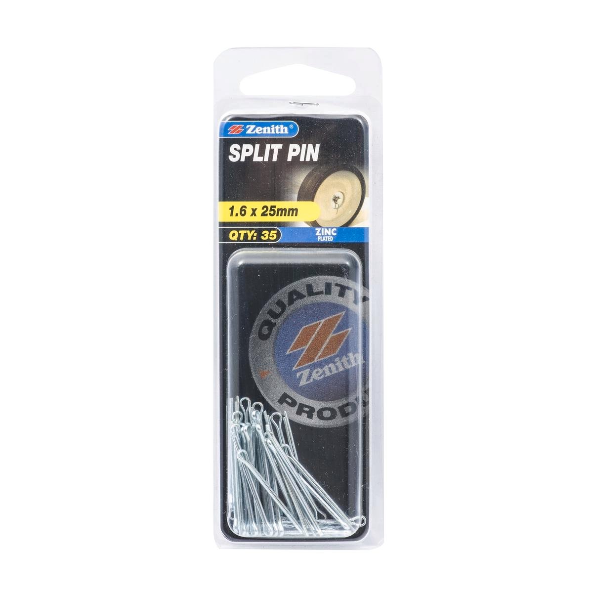 Zenith 1.6 x 25mm Zinc Plated Steel Split Pins - 35 Pack