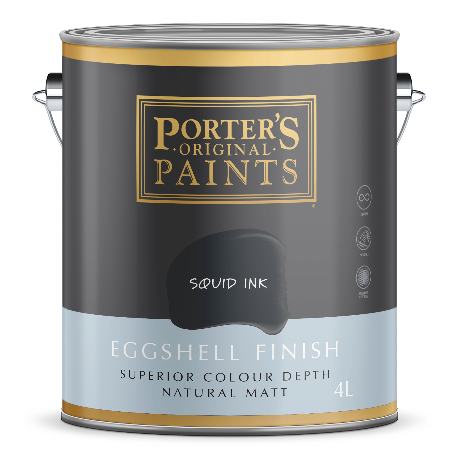 Porter's Paints Broadwall 4L Squid Ink Eggshell Washable Wall Paint