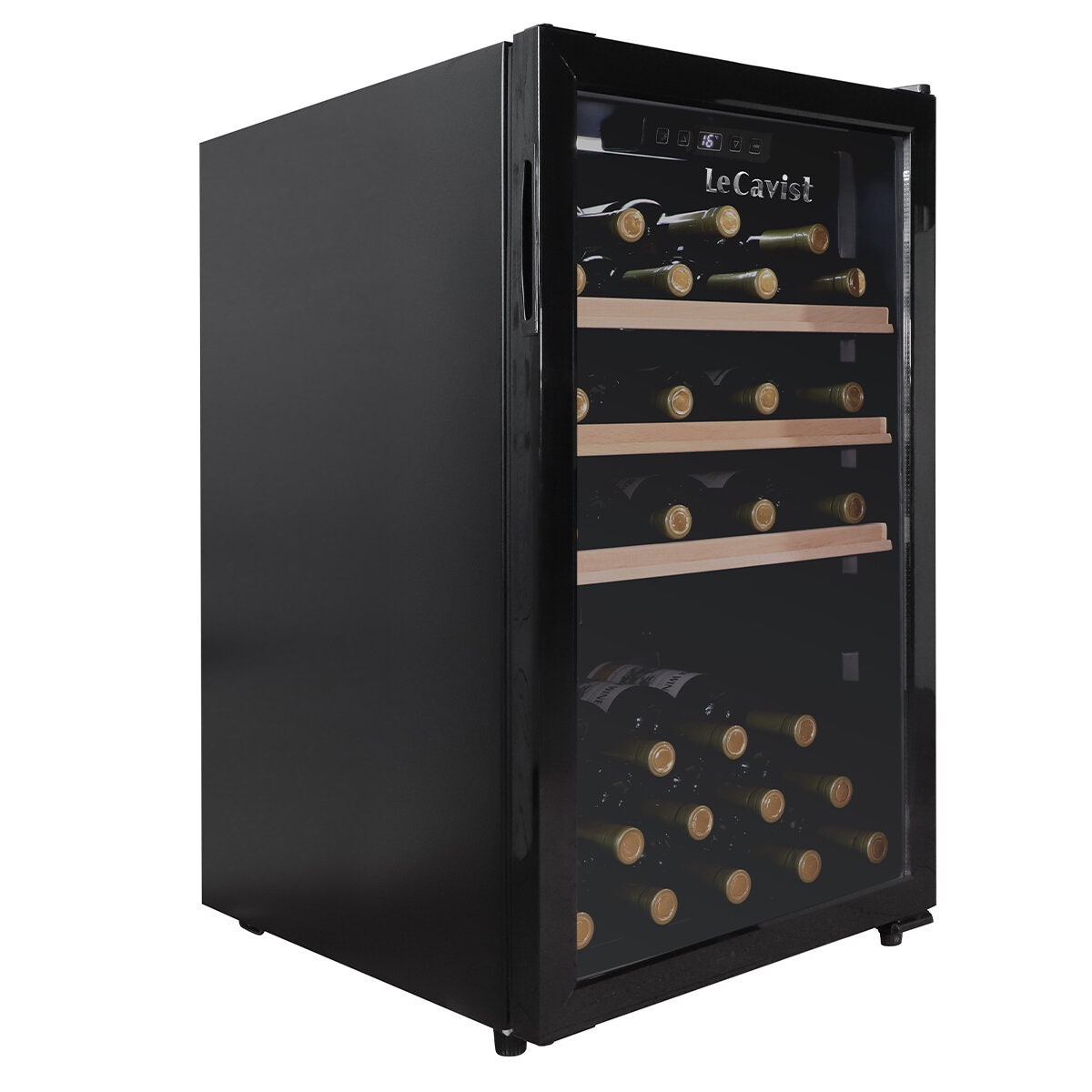 LeCavist 126L Single Zone 63 Bottle Wine Fridge - Black, Freestanding or Underbench, Frost Free - LKCV63N