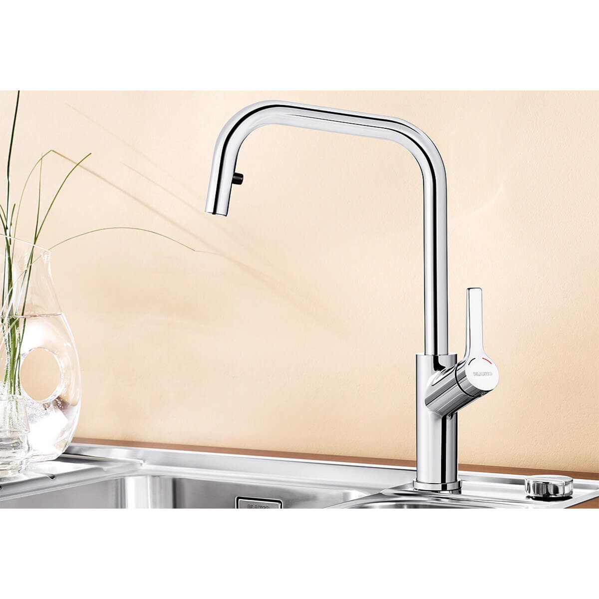 Blanco High Arch Pull Out Spray Mixer Tap - Chrome - 190° Swivel - 5 Star WELS - JURENAS