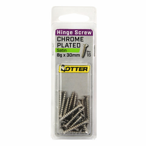 Otter 8 x 30mm Satin Chrome Hinge Screws Countersunk - 16 Pack