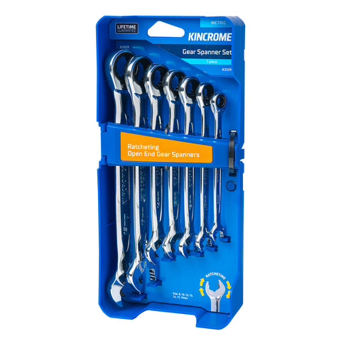 Kincrome 7 Piece Metric Ratcheting Gear Spanner Set 8-19mm
