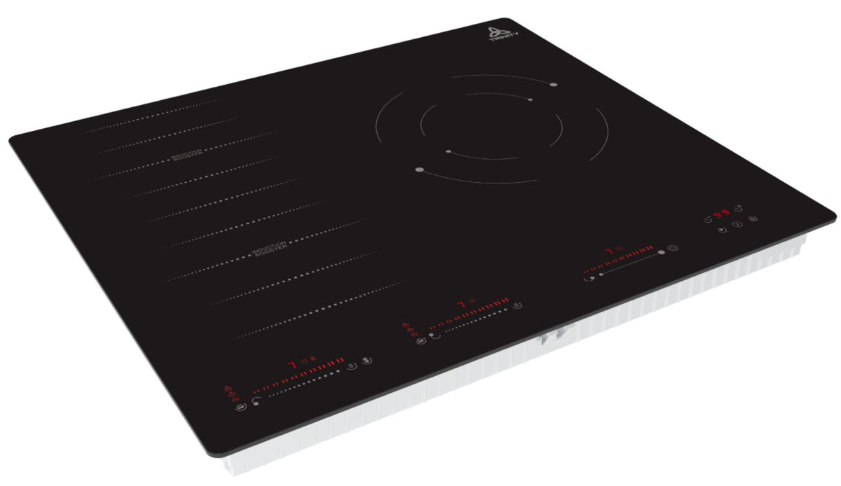 Trinity 60cm combo cooktop - 2 induction and 1 radiant zone, touch and slide controls - TRCI603