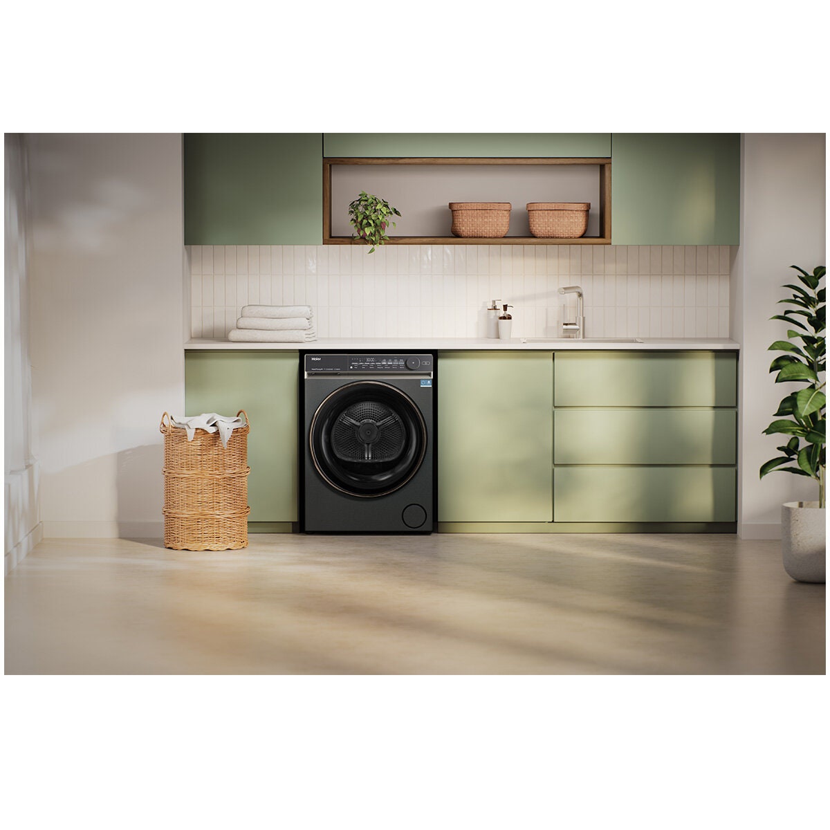 Haier 500 Series 9kg Heat Pump Dryer - Black, 9 Star Energy Rating, Steam Refresh - HDHP90NB1