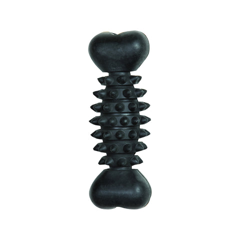 Gladiator 20cm Black Rubber Bone Dog Toy - Treat-Fillable Dental Chew