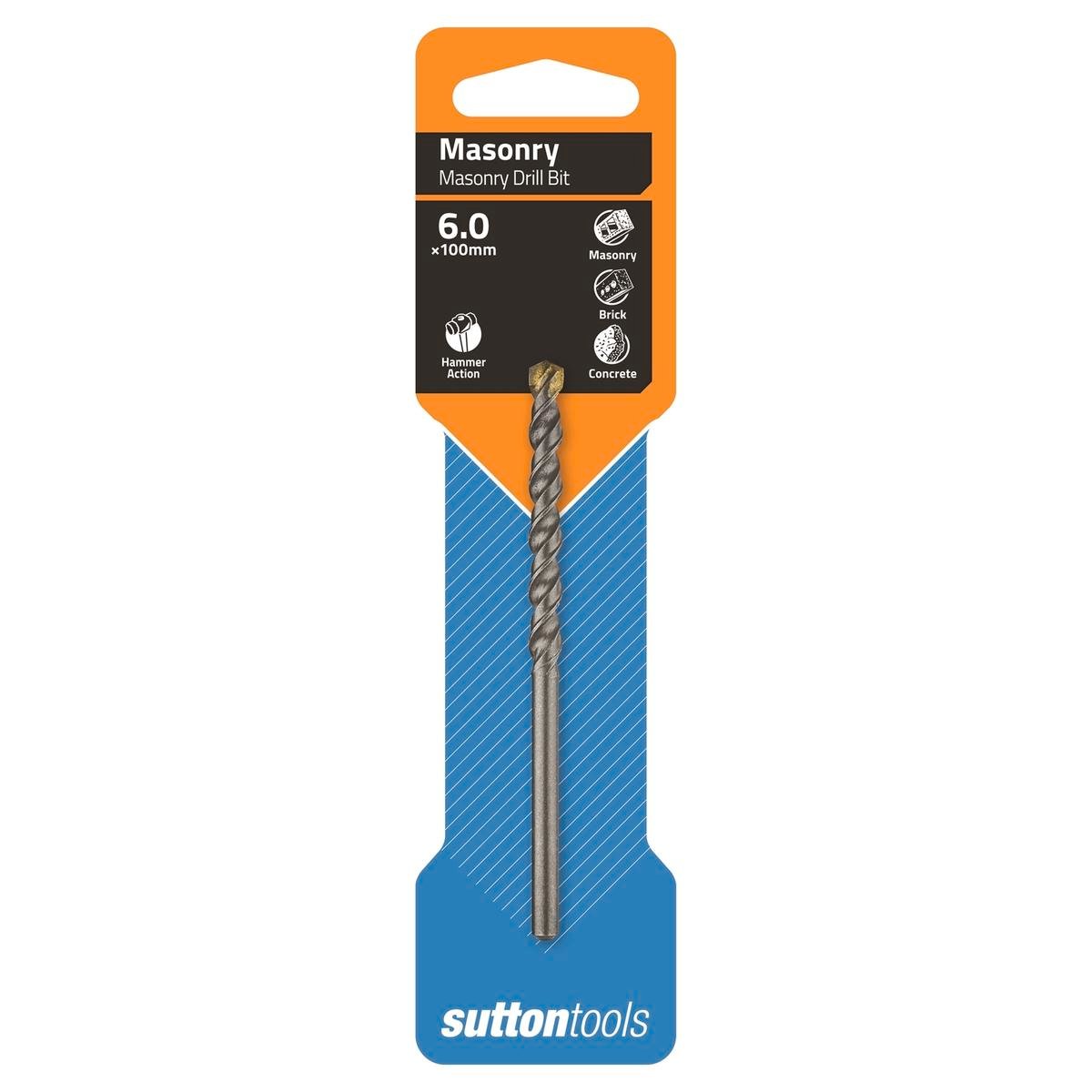 Sutton Tools 6 x 100mm TCT Masonry Drill Bit, Carbide Tip, Brick, Tile & Concrete