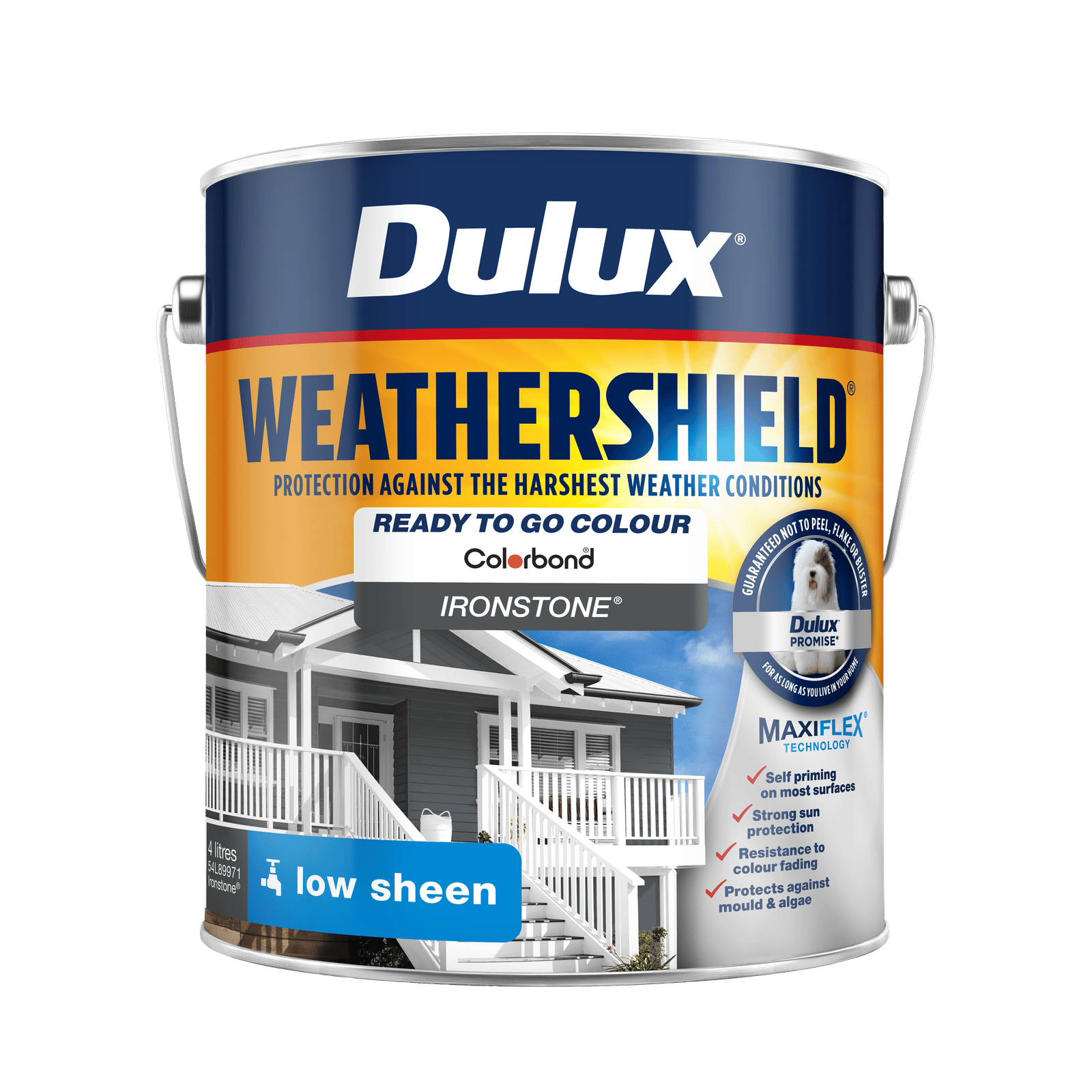 Dulux Weathershield 4L Ironstone Low Sheen Exterior Paint