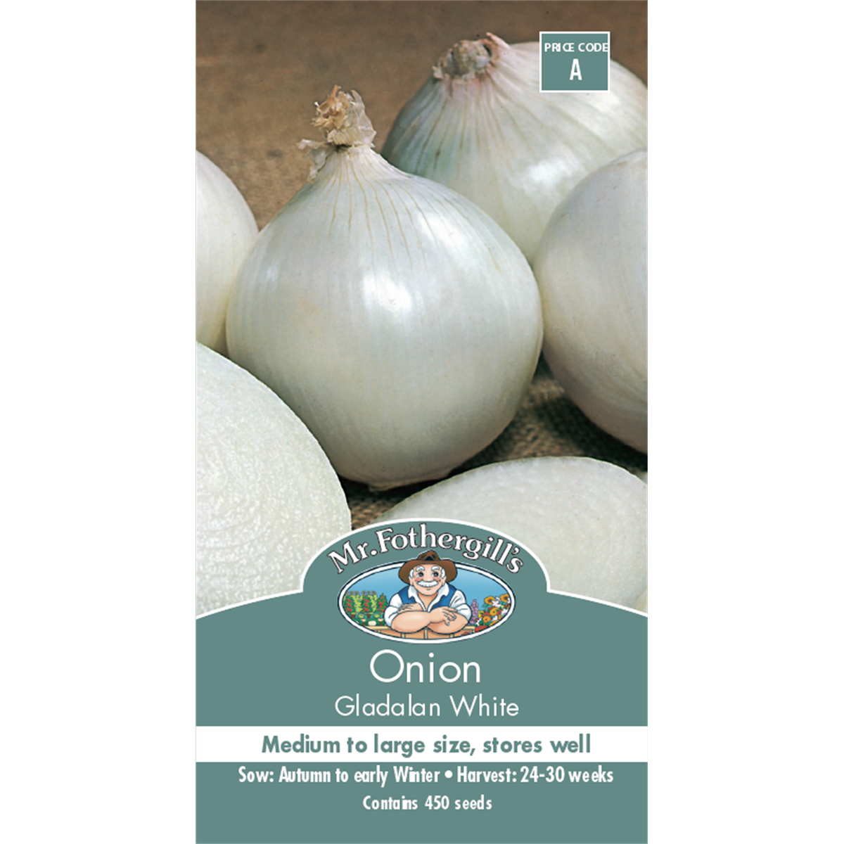Mr Fothergill Gladalan White Onion Seeds - Medium - Round Bulbs - Stores Well - SuperSaverAU - view 1