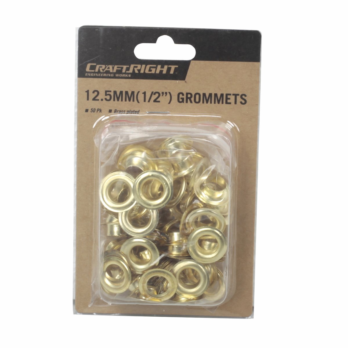 Craftright 12.5mm Brass Plated Steel Grommets 50 Pack