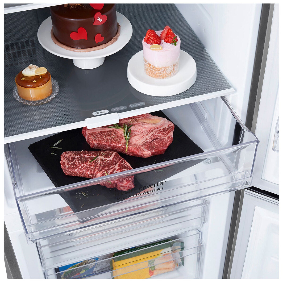 LG 335L Bottom Mount Fridge - Stainless Steel, Frost Free, 4 Star Energy Rating - GB-B300PL
