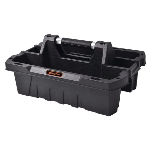 Tactix 500mm Tool Tote with Extra Deep Tray, Black PP, Aluminium Handle