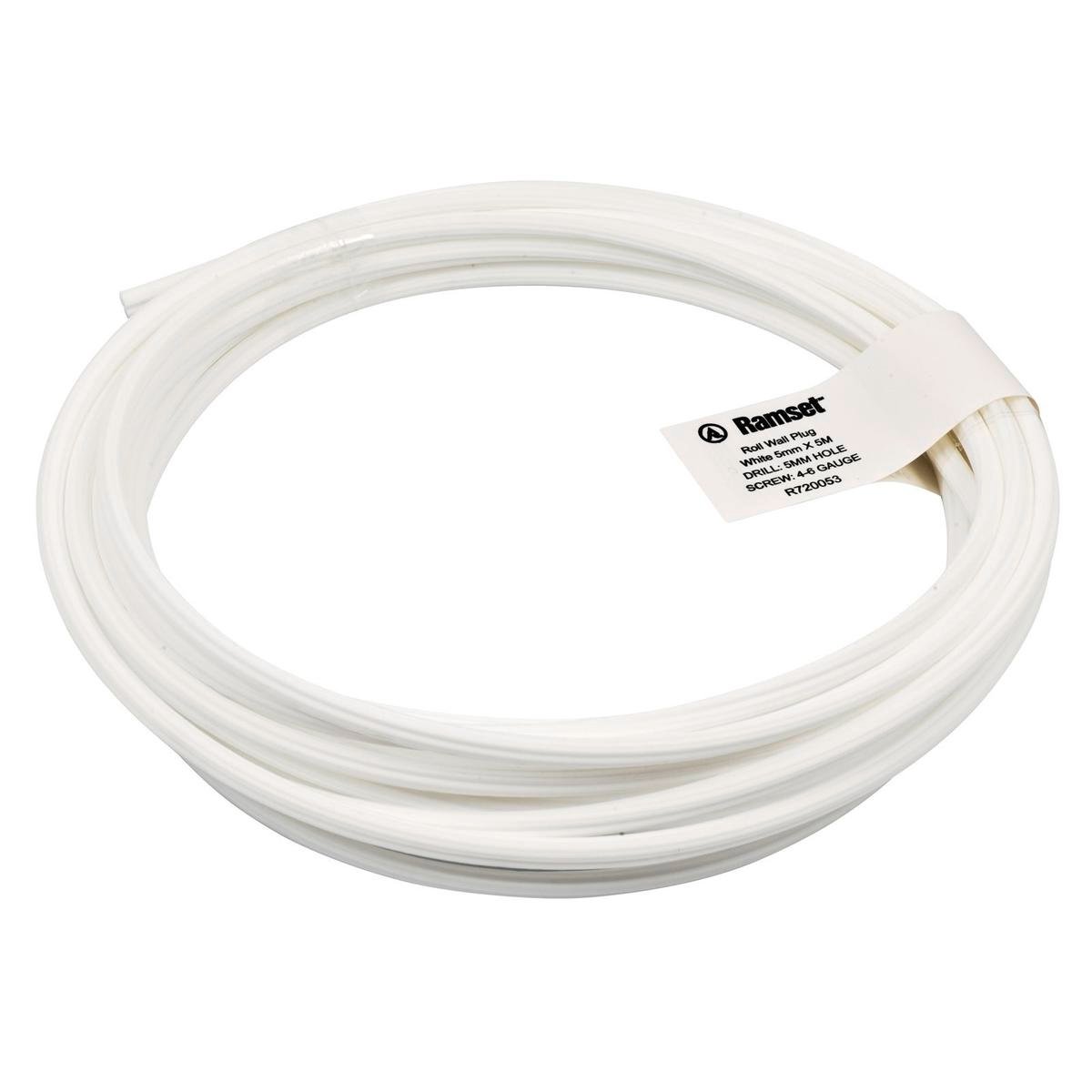 Ramset Wall Plug Roll 5mm x 5m White PVC Masonry Fastener