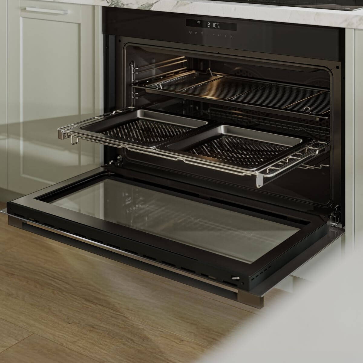 Haier 90cm 600 Series Pyrolytic Oven - 149L, 17 Functions, Steam Assisted, Wi-Fi, Black - HWO90S17TPB3