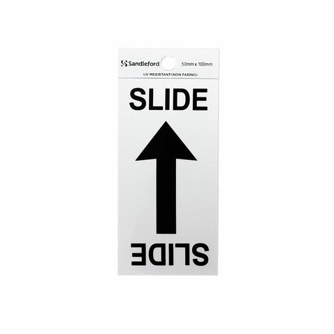 Sandleford 100 x 50mm Slide Arrow Symbol Self Adhesive Sign, Gloss Silver Weather Resistant Polycarbonate