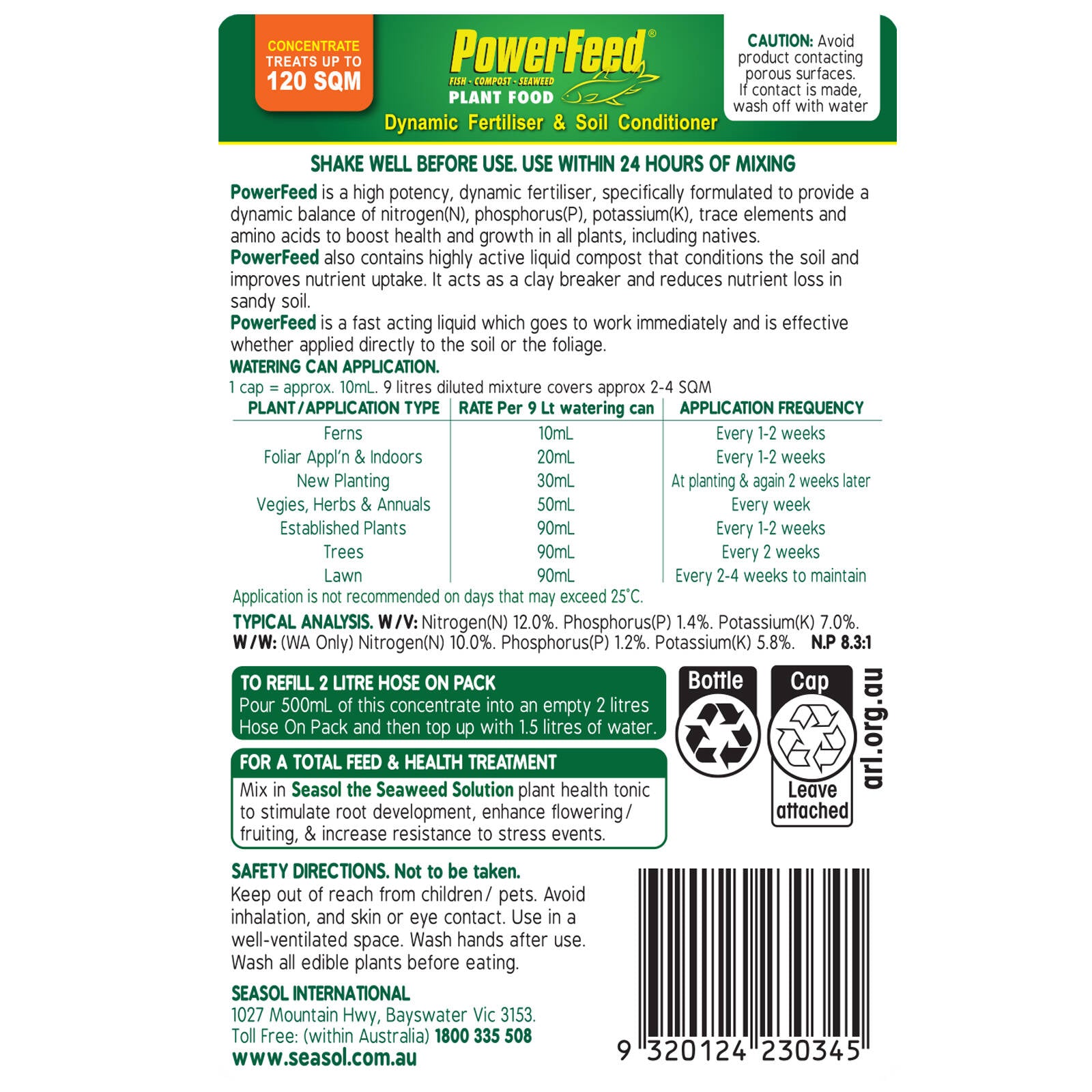 PowerFeed 600mL All Purpose Liquid Concentrate Fertiliser Safe for Vegetables