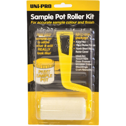 Uni-Pro 75mm Sample Pot Paint Roller Kit, 3 Piece, Tray, Frame & Roller