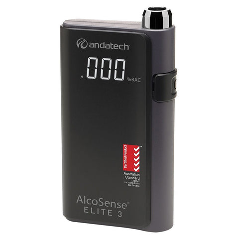 Andatech compact fuel cell personal breathalyser - backlit LCD, 3 decimal place reading, black - ALS-ELITE3