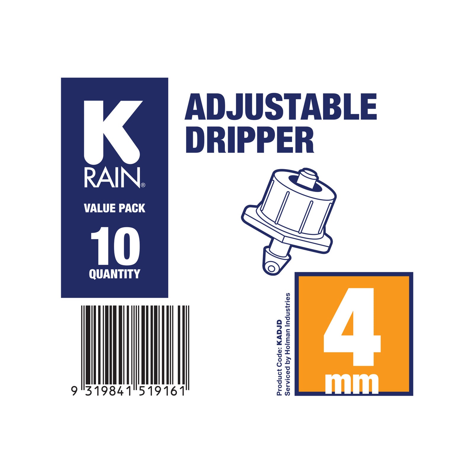 K-Rain 4mm Adjustable Dripper 4L/hr - 10 Pack Green