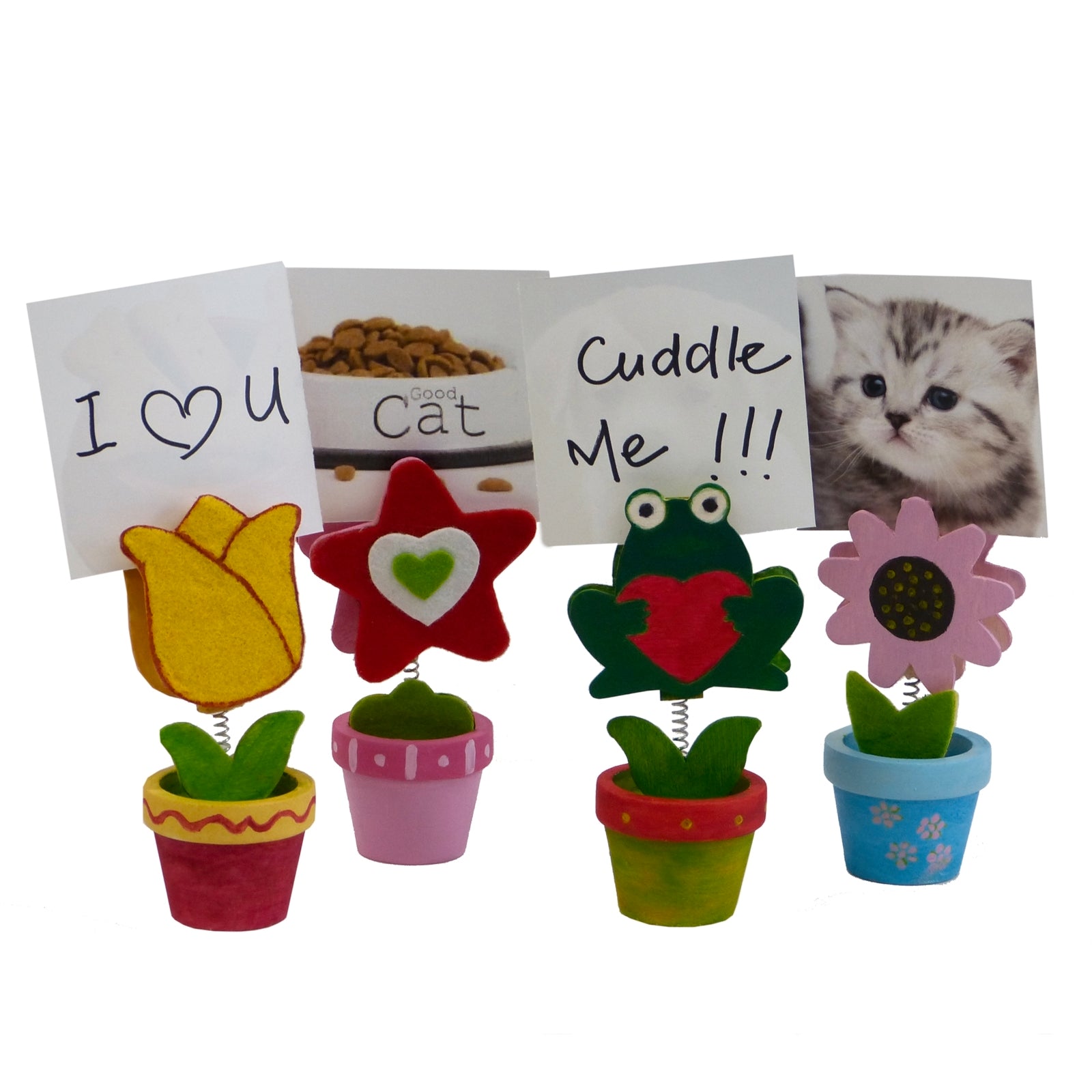Boyle Photo and Note Clip Mini Pot 4 Piece Set, Decorate-Your-Own Pinewood Craft Kit