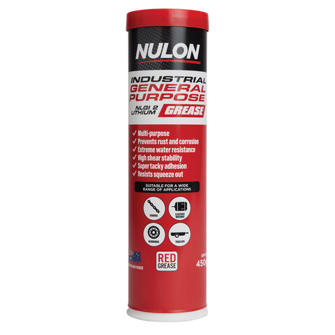 Nulon Industrial General Purpose Grease - 450gm - NLGI 2 Lithium Red - Water-Resistant - SuperSaverAU - view 1