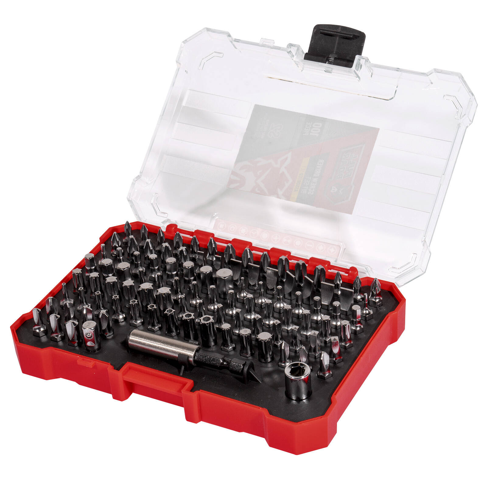 Full Boar 100 Piece Assorted Screwdriver Bit Set, S2 Steel with Case