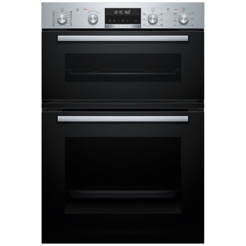 Bosch 60cm Series 6 Built-In Double Oven - 105L Stainless Steel - Pyrolytic and 3D HotAir - MBG578FS3A