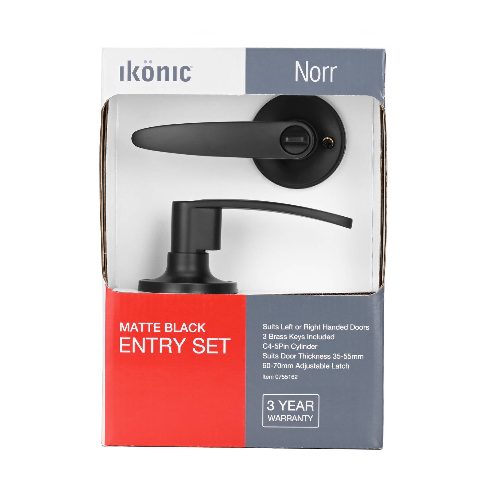 Ikonic Norr Entrance Lever Set Matte Black
