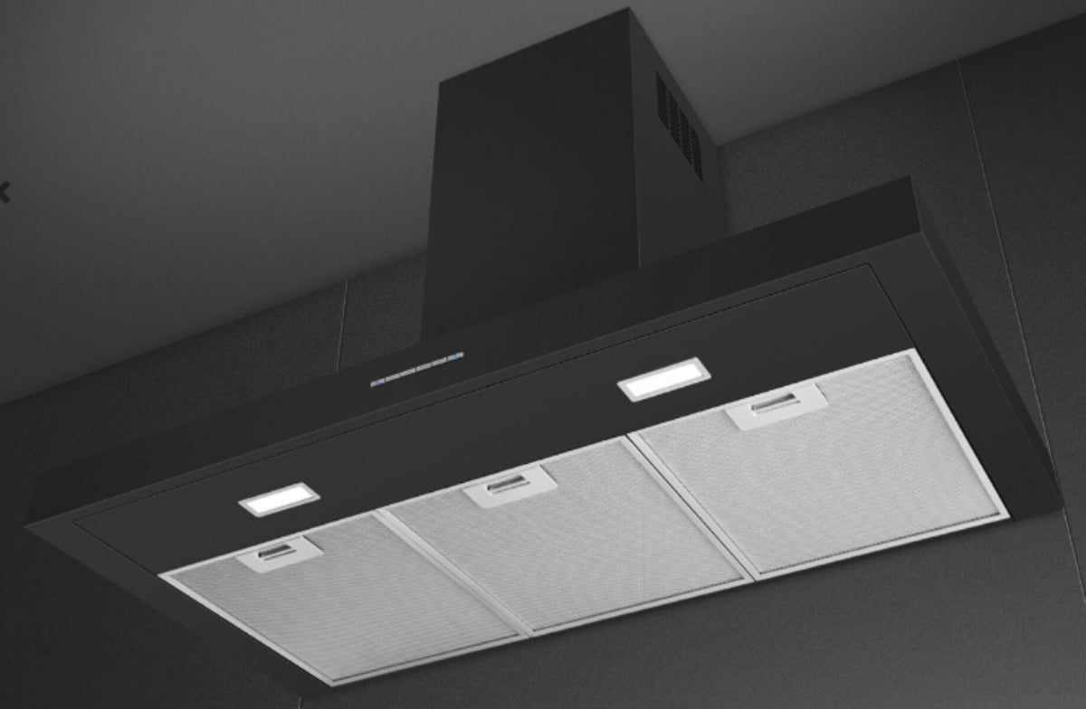 Smeg 90cm Canopy Rangehood - Matte Black, 730m³/h, 24h Air Refresh Setting - KBTAU900MNE