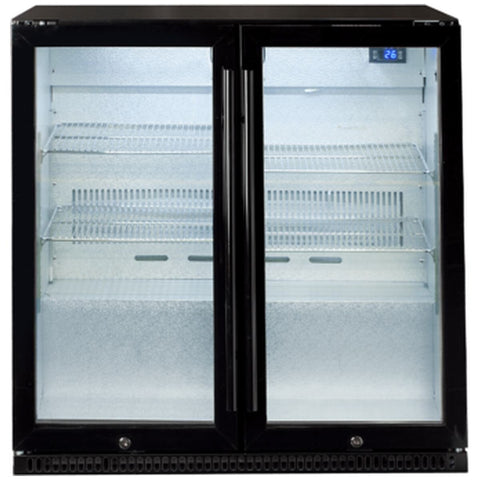 Artusi 190L outdoor beverage centre - black, two heated triple glazed doors, self-closing - AOF2BM5