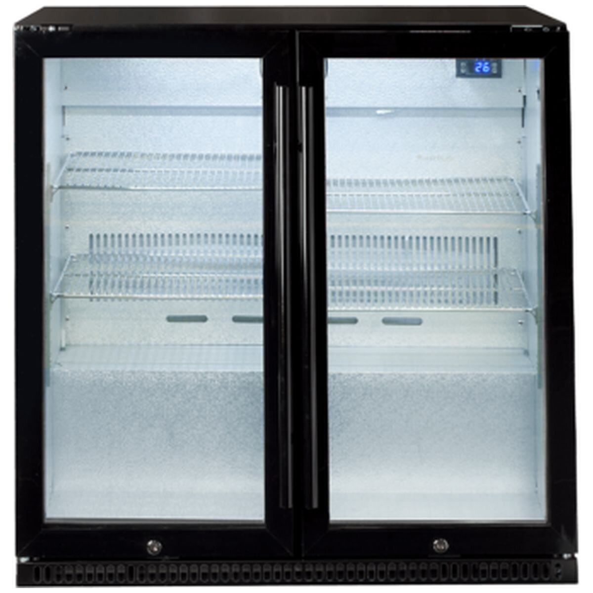 Artusi 190L outdoor beverage centre - black, two heated triple glazed doors, self-closing - AOF2BM5
