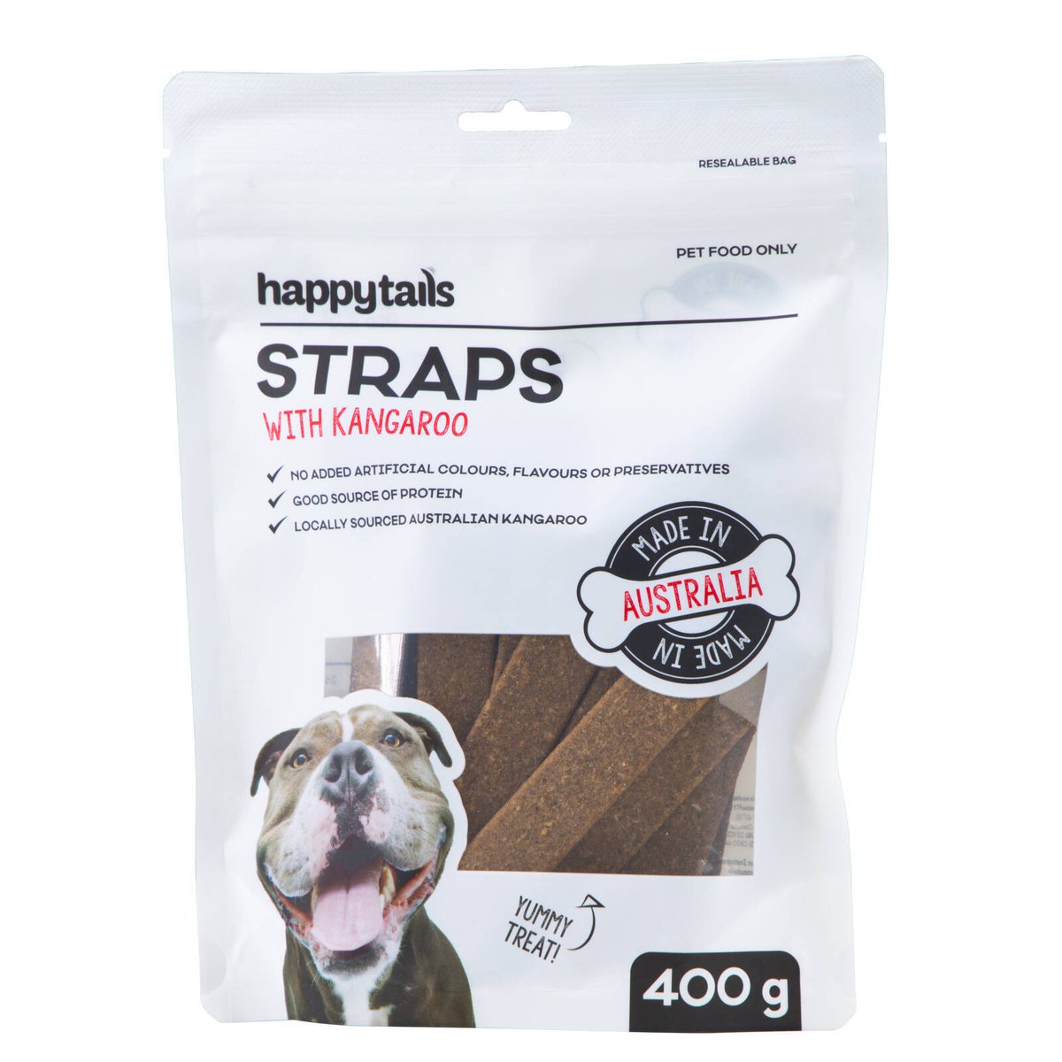 Happy Tails 400g Kangaroo Straps Dog Treats Australian Made