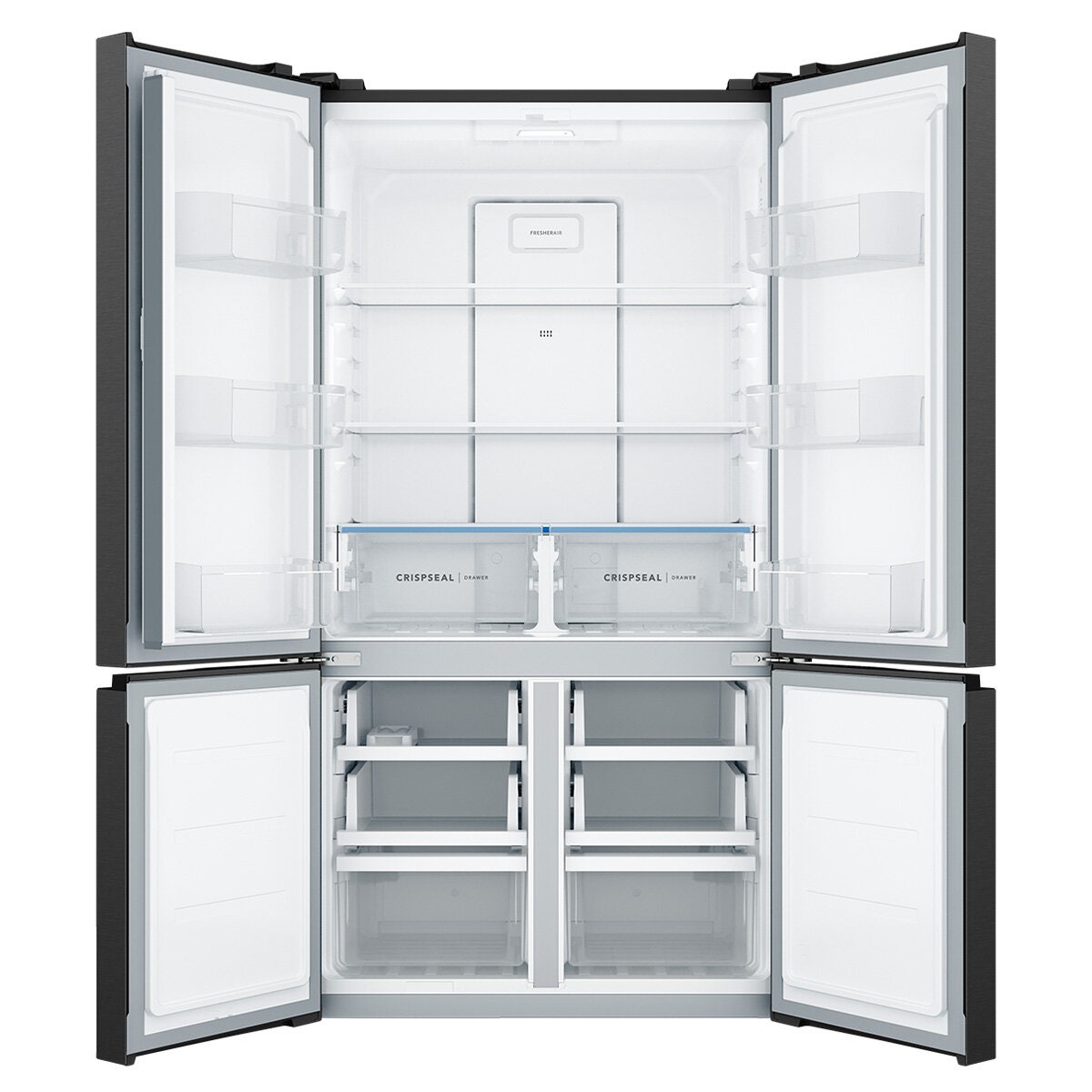 Westinghouse 547L Quad Door Refrigerator - Matte Black, FresherAir Carbon Filtration, Frost Free - WQE5400BD