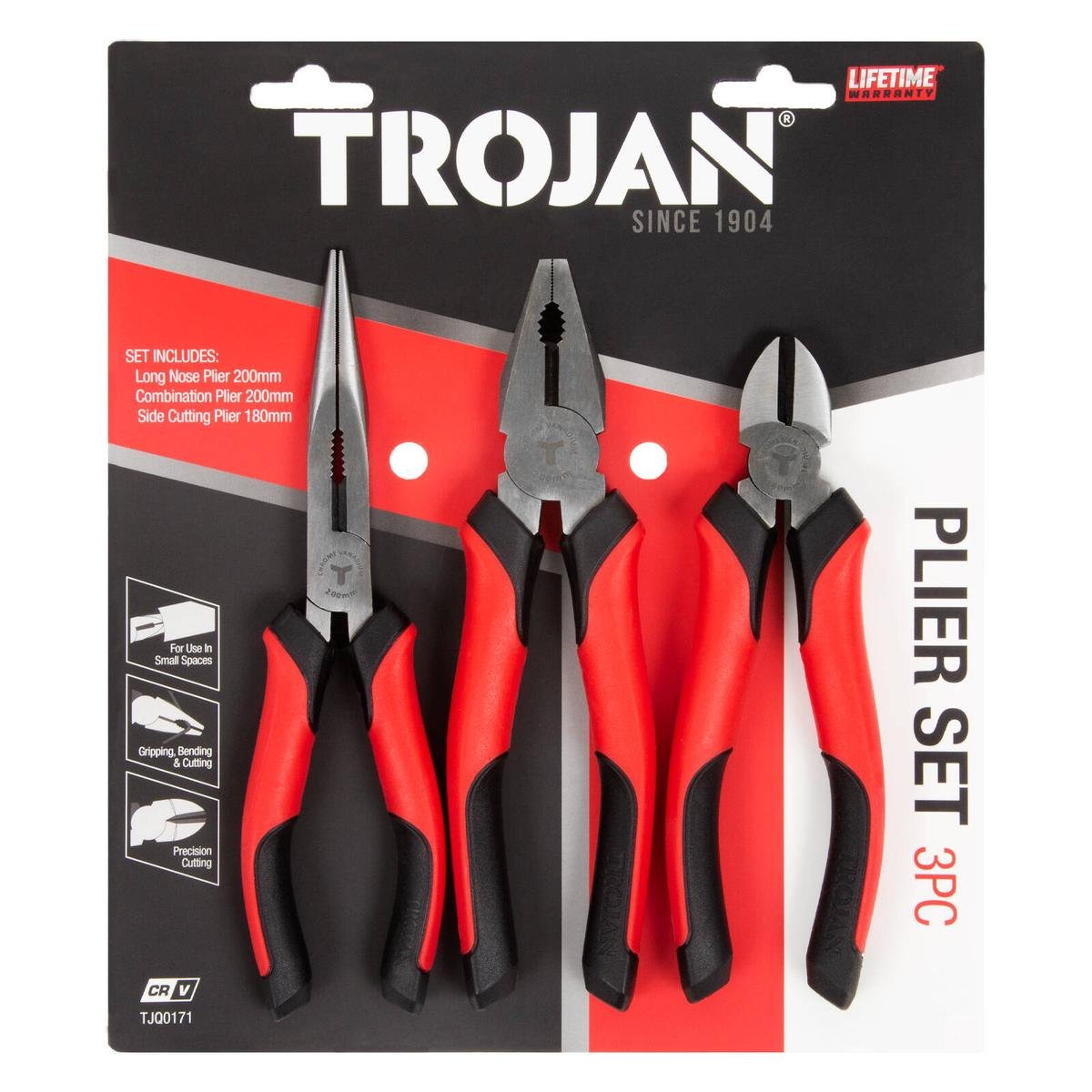 Trojan 3 Piece Plier Set CRV