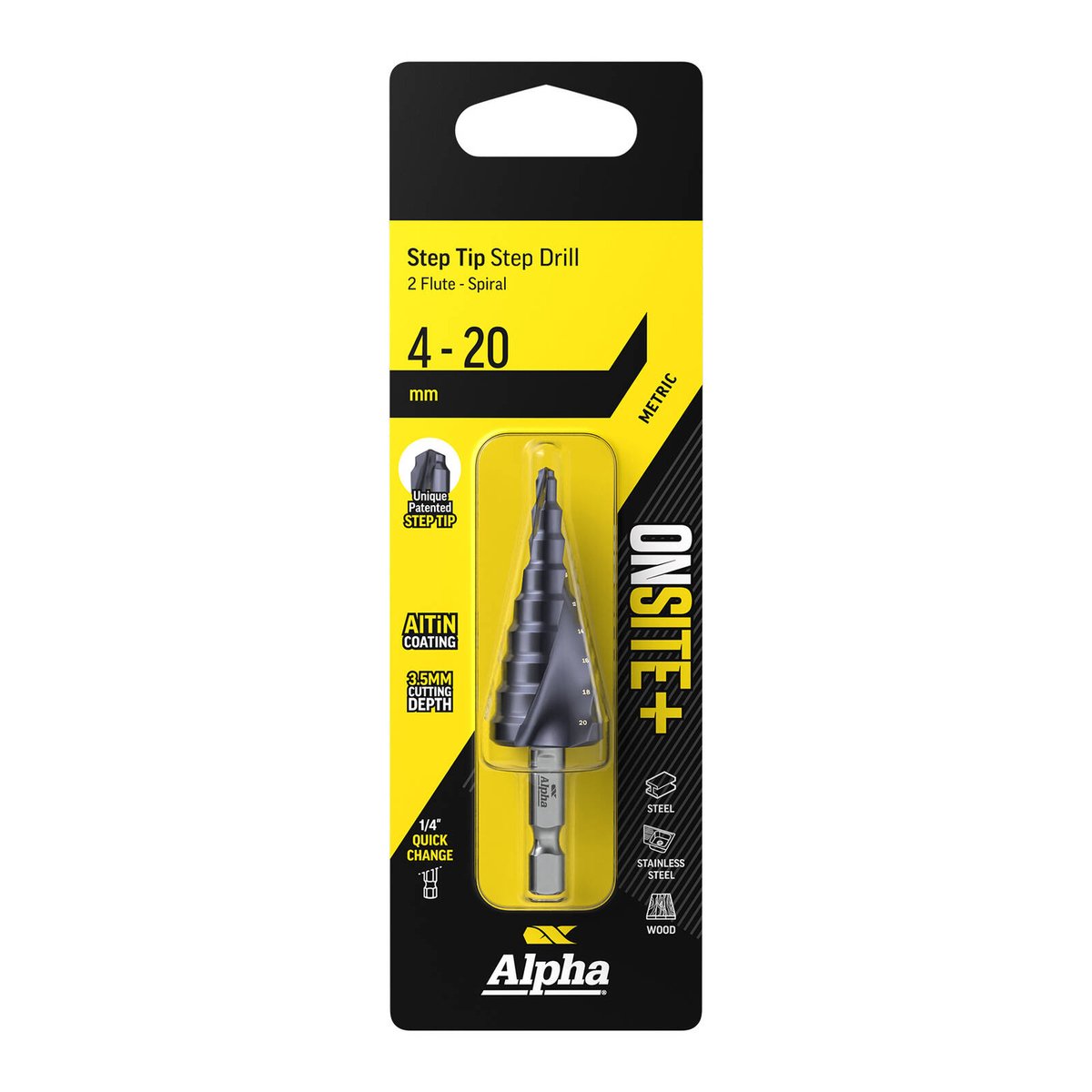 Alpha Onsite+ 4-20mm Step Tip Step Drill Bit Metal Hole Cutter
