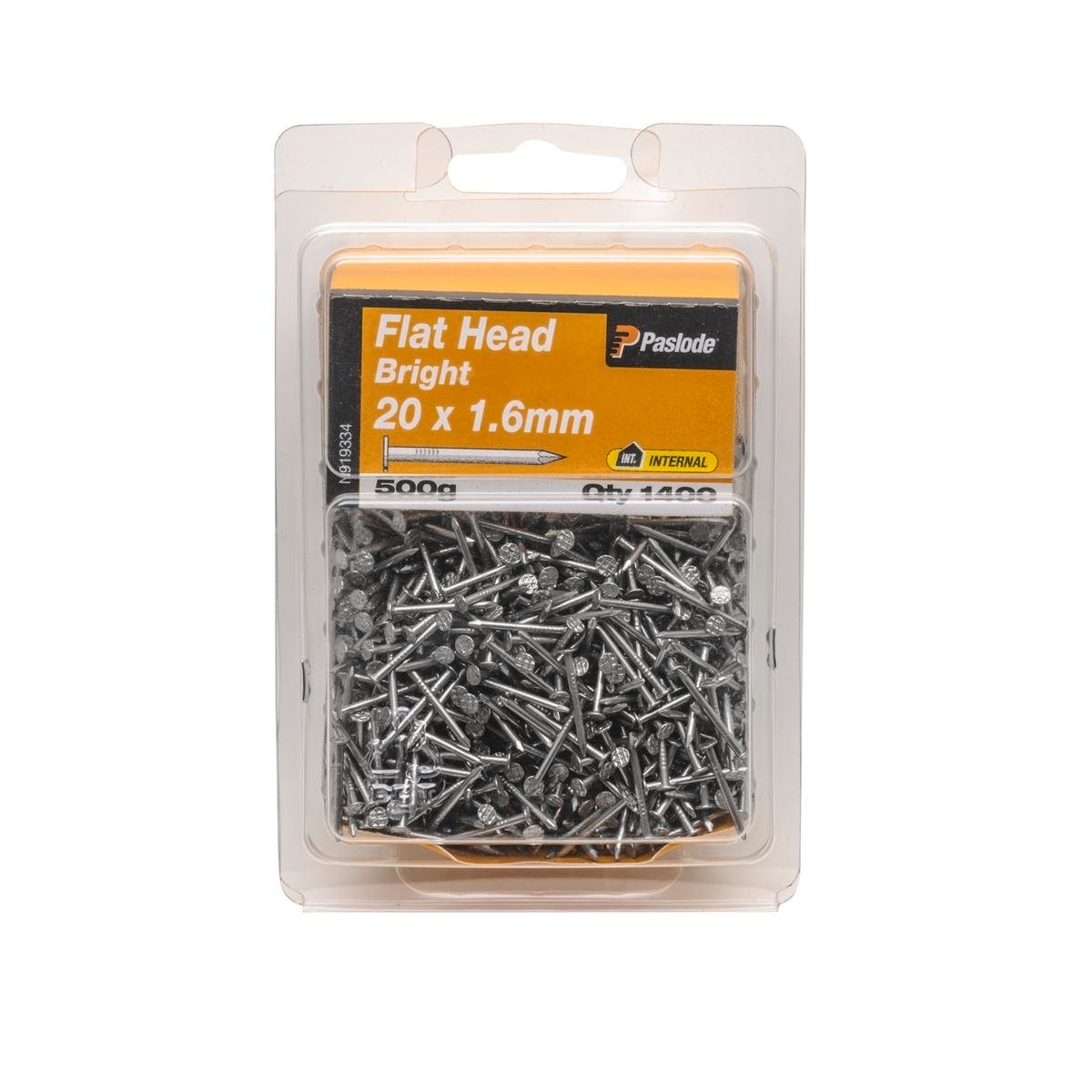 Paslode Flat Head Nails 20 x 1 6mm Bright Steel 500g 1400 Pack - SuperSaverAU - view 1