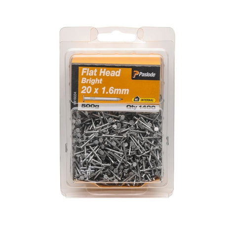 Paslode Flat Head Nails 20 x 1 6mm Bright Steel 500g 1400 Pack - SuperSaverAU - view 1