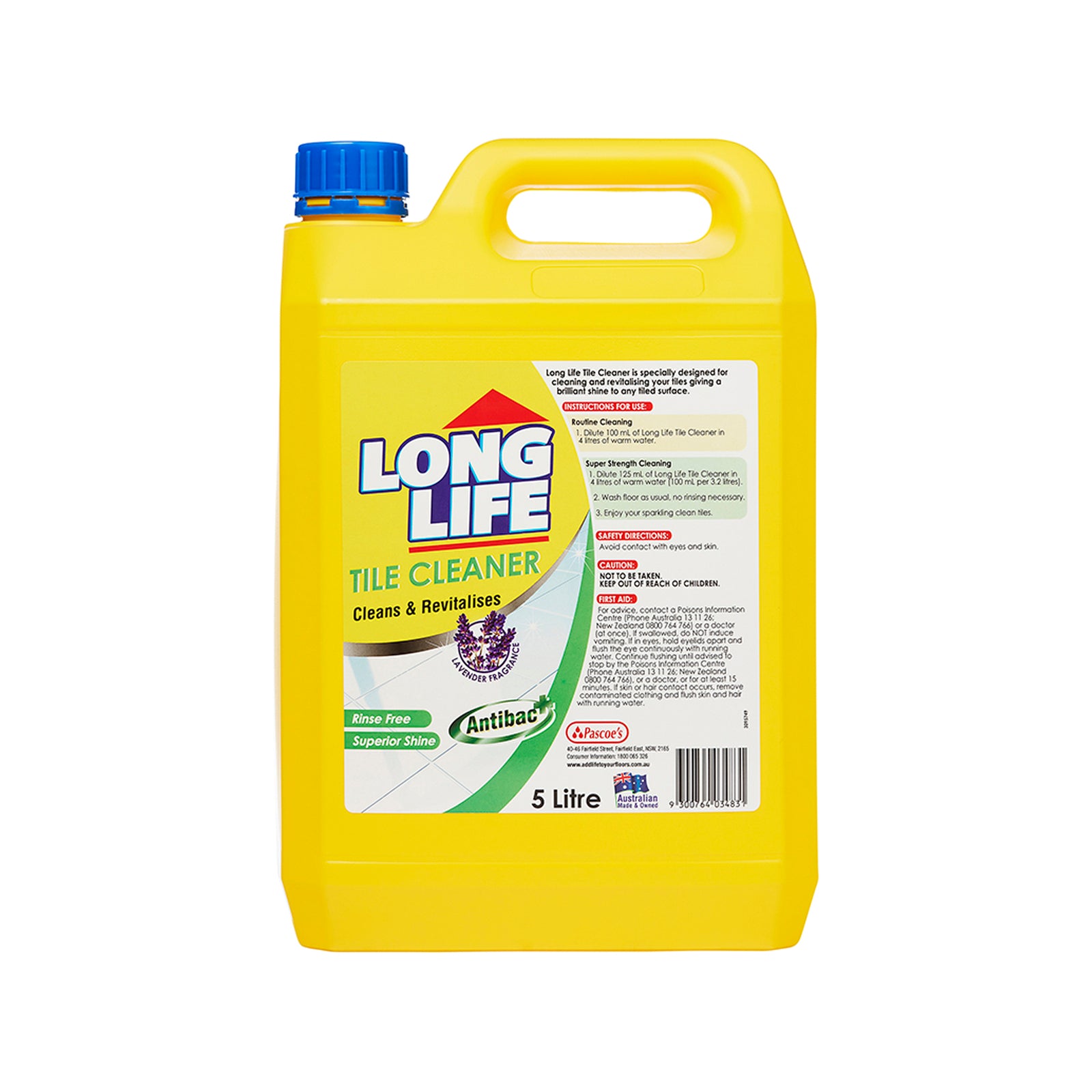 Long Life Tile Cleaner, Residue-Free, 5L Bulk Bottle