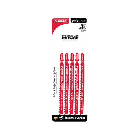 Diablo Bi Metal Jig Saw Blade - 132mm - 5 Pack - Durable Cutting Edge - SuperSaverAU - view 1