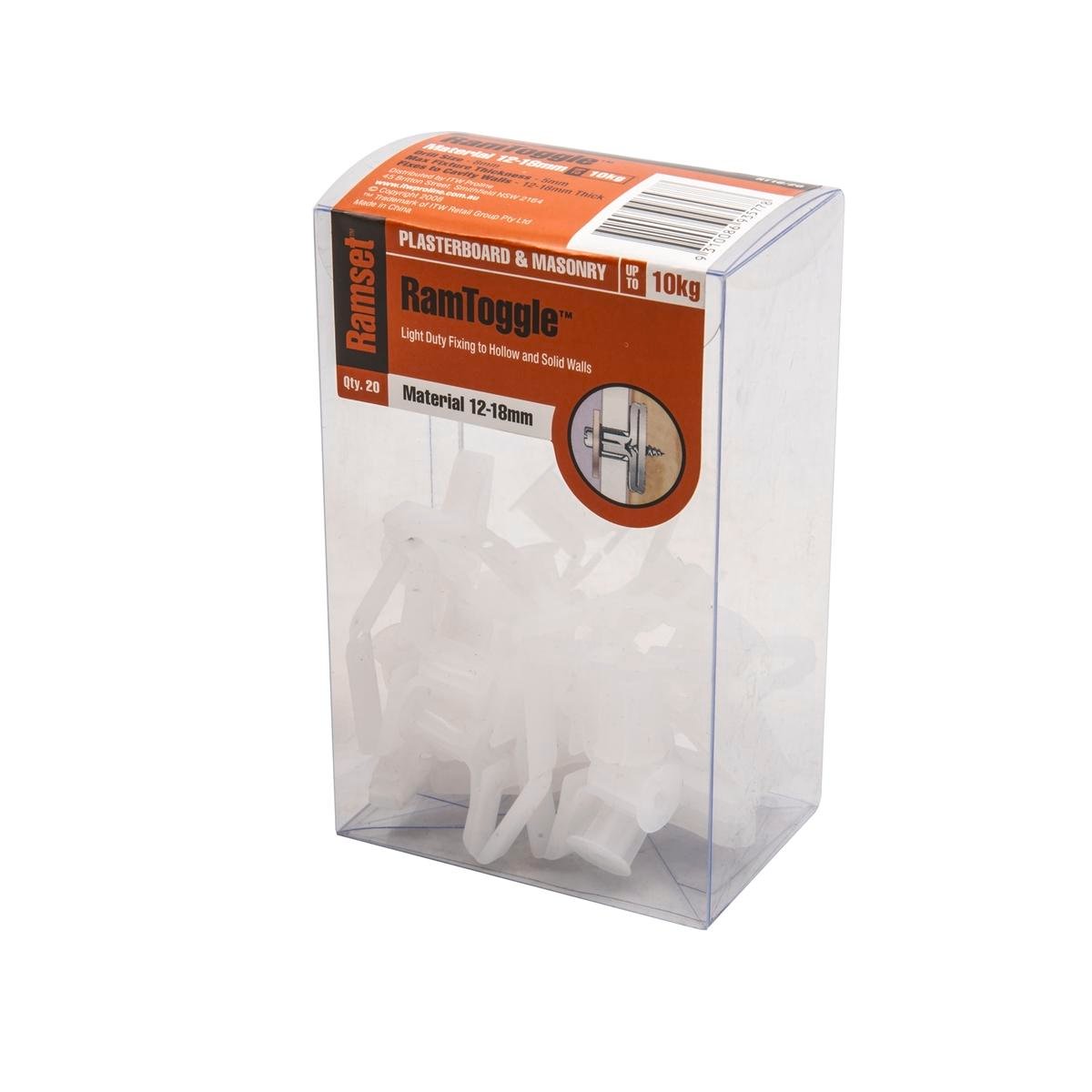 Ramset Ramtoggle 8 x 16mm Nylon Fasteners Pack of 20 for Strong Hold - SuperSaverAU - view 1