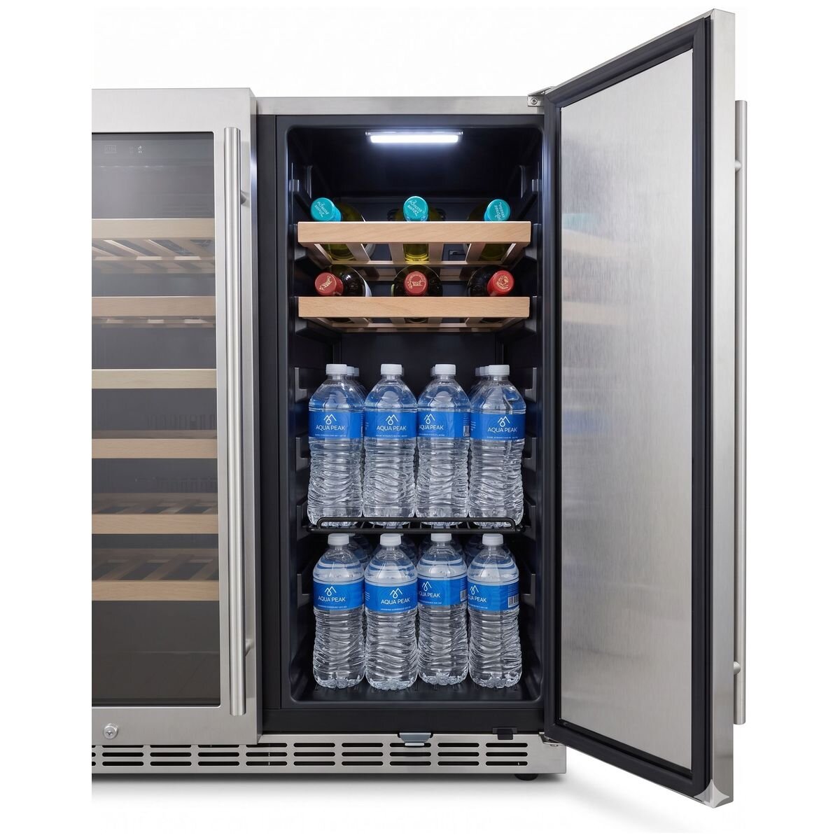 Bosston Grills 180L double door alfresco fridge - dual zone for beer and wine, lockable, silver - BOS180W2D