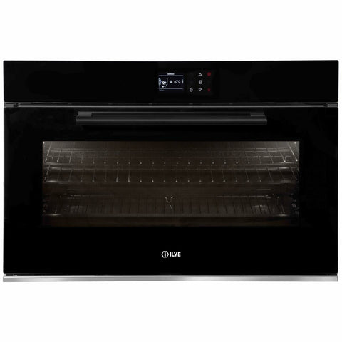 ILVE 90cm 900 Series Built-In Oven - 102L, 15 Functions, Black Glass, Touch Controls - 900STCPBV