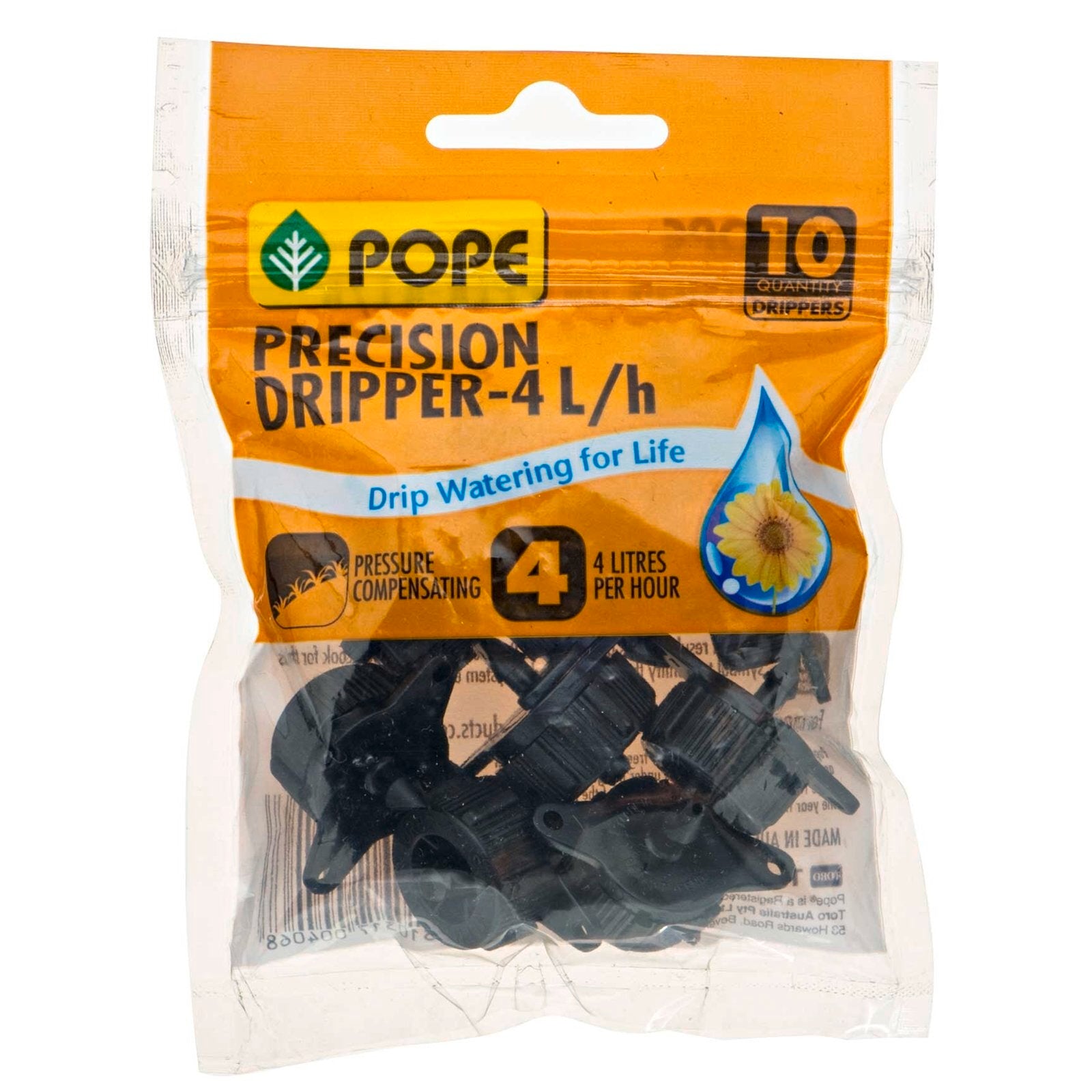 Pope Precision Barbed Dripper 4L/H - 10 Pack, Polypropylene