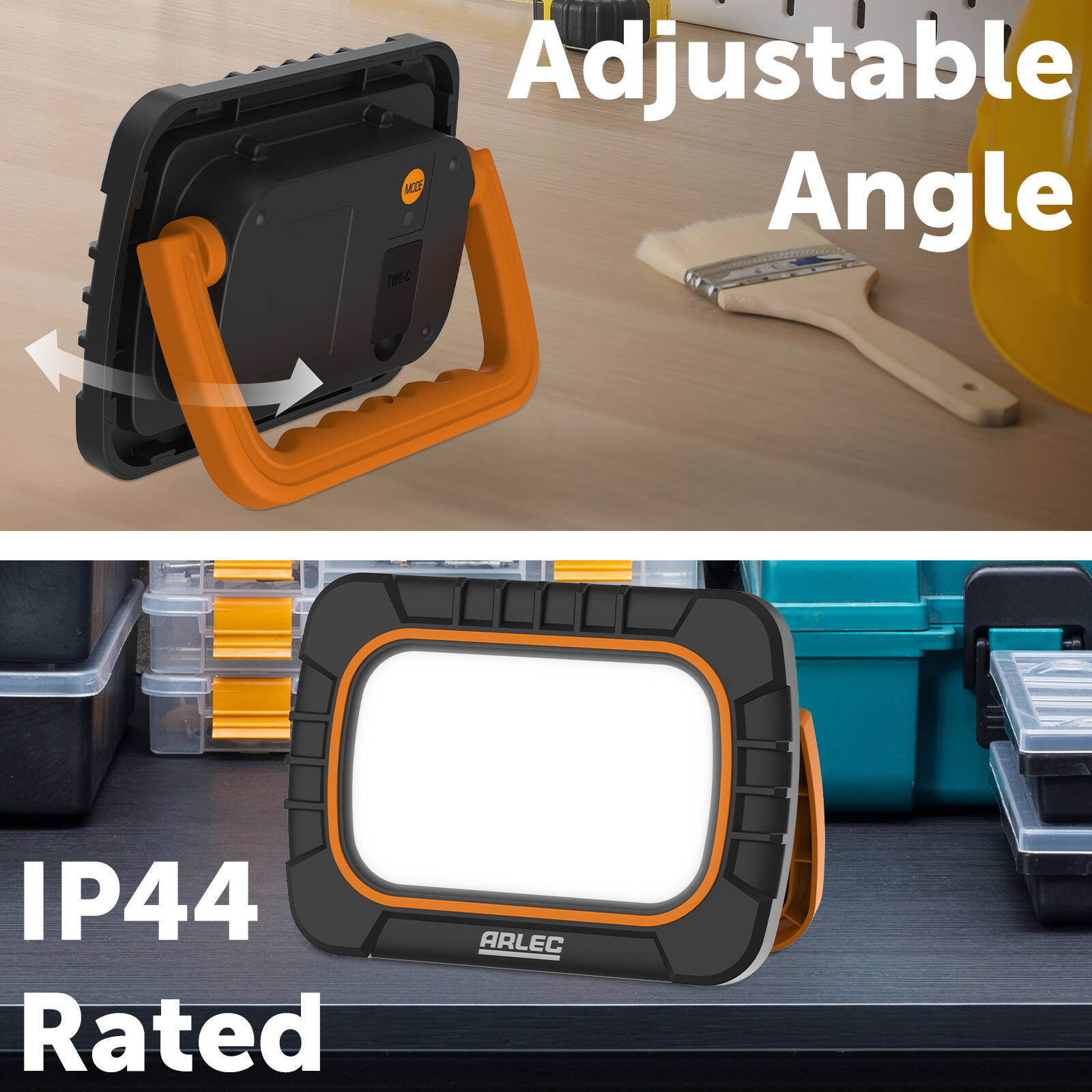 Arlec 10W LED Rechargeable Work Light, 800lm, Weather Resistant, Outdoor AWL2313