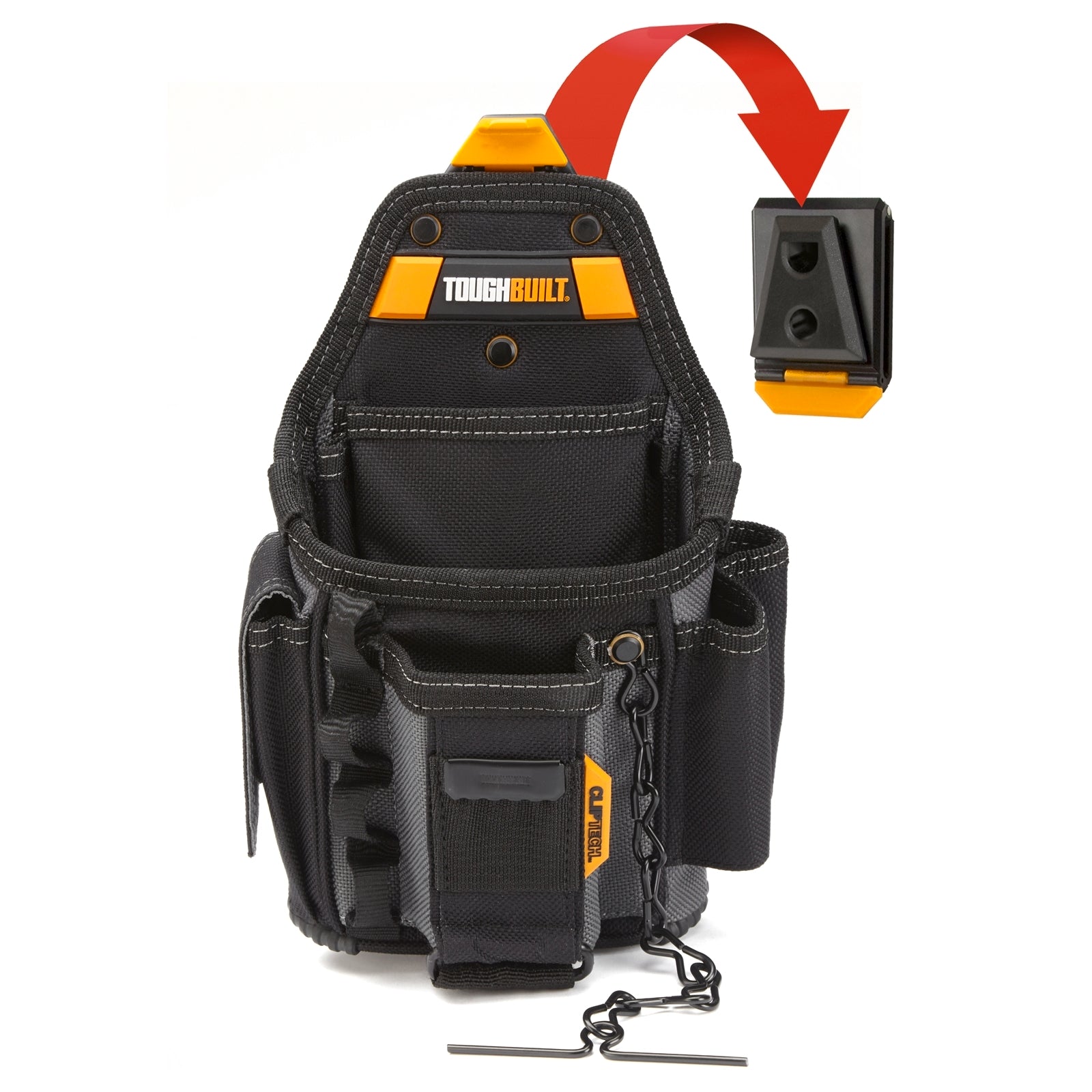ToughBuilt Small Electrician Pouch, 190 x 340mm, Polyester, 13 Pockets, ClipTech Hub