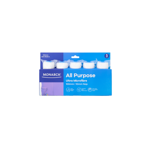 Monarch 100mm 10mm Nap Ultra Microfibre All Purpose Mini Rollers 5 Pack - Walls & Doors