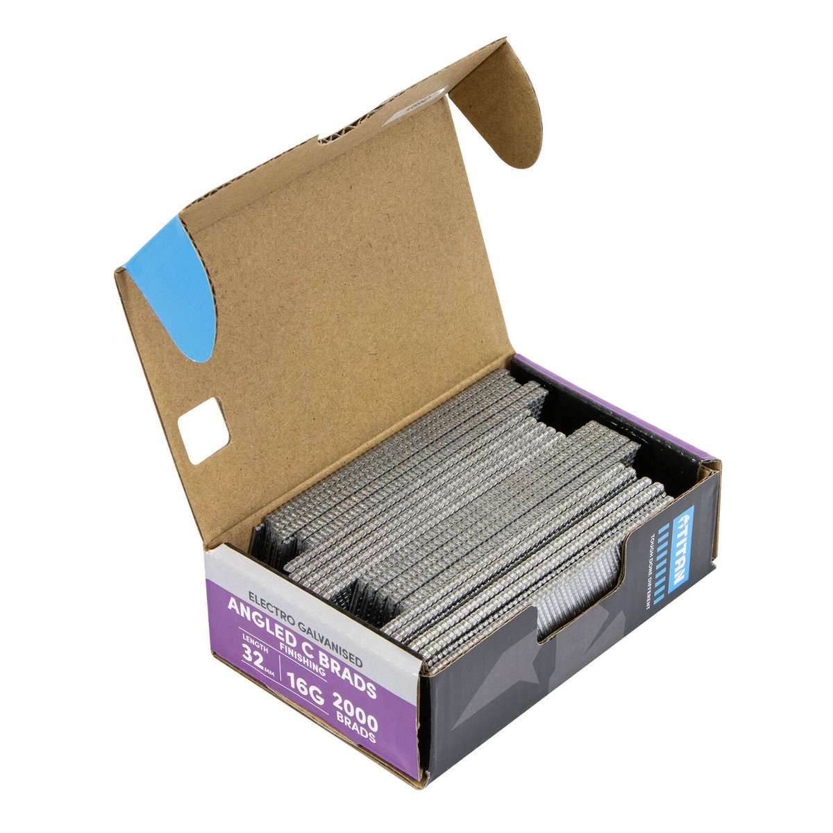 Titan 32 x 1.6mm 16 Gauge Electro Galvanised 20° Angled C Brads - 2000 Pack