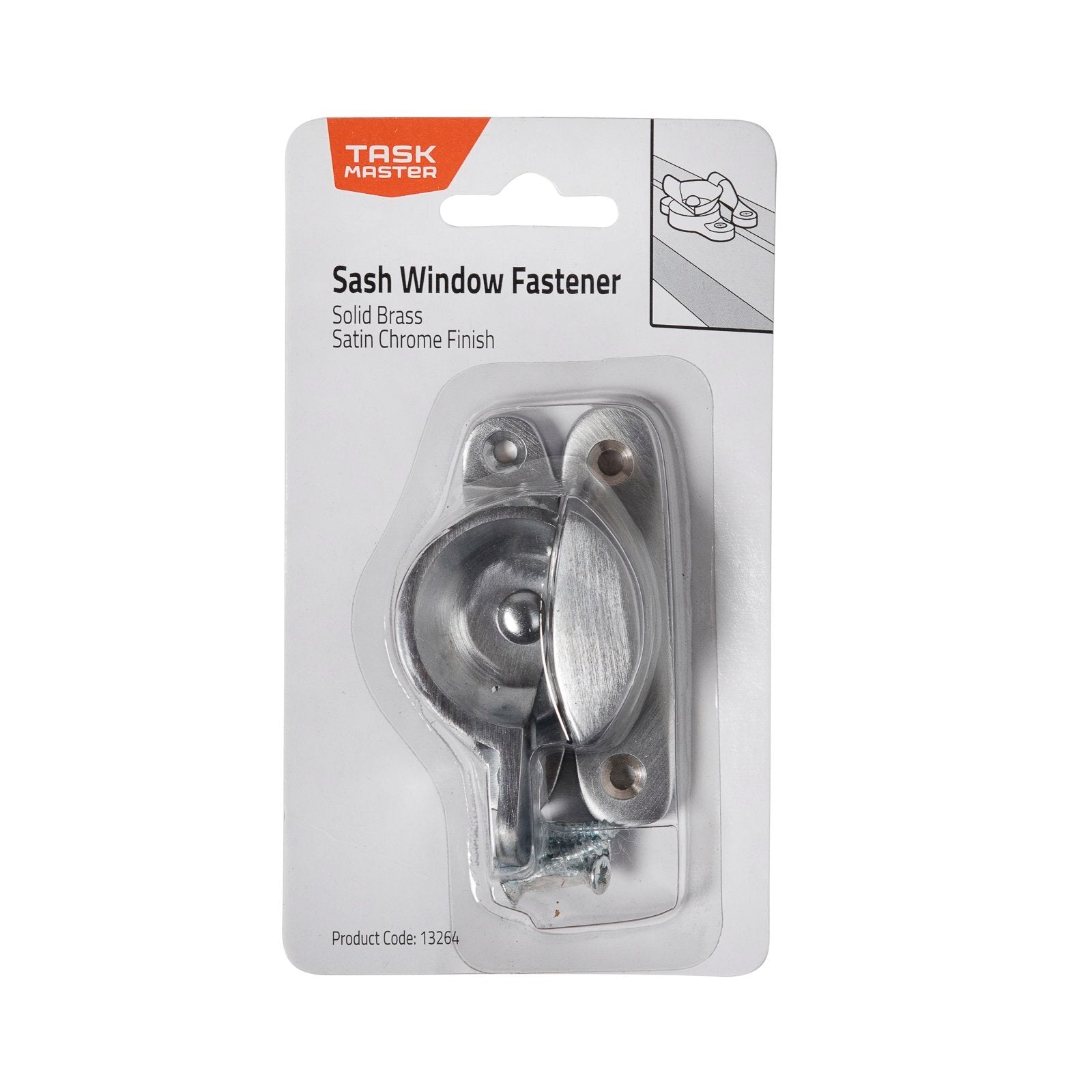 Taskmaster Satin Chrome Solid Brass Sash Fastener