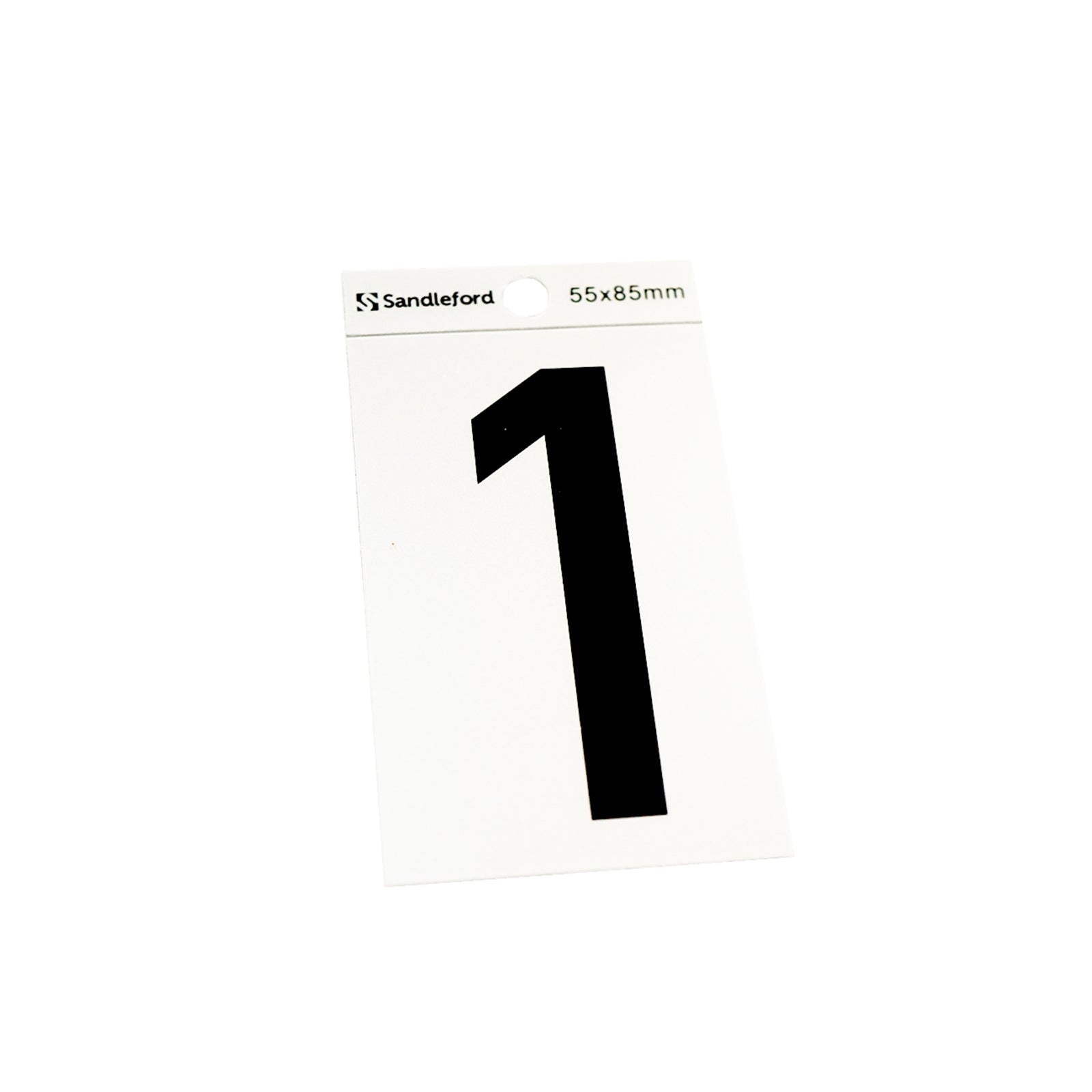Sandleford 85mm Silver/Black Self Adhesive House Number 1 Polycarbonate Gloss Silver